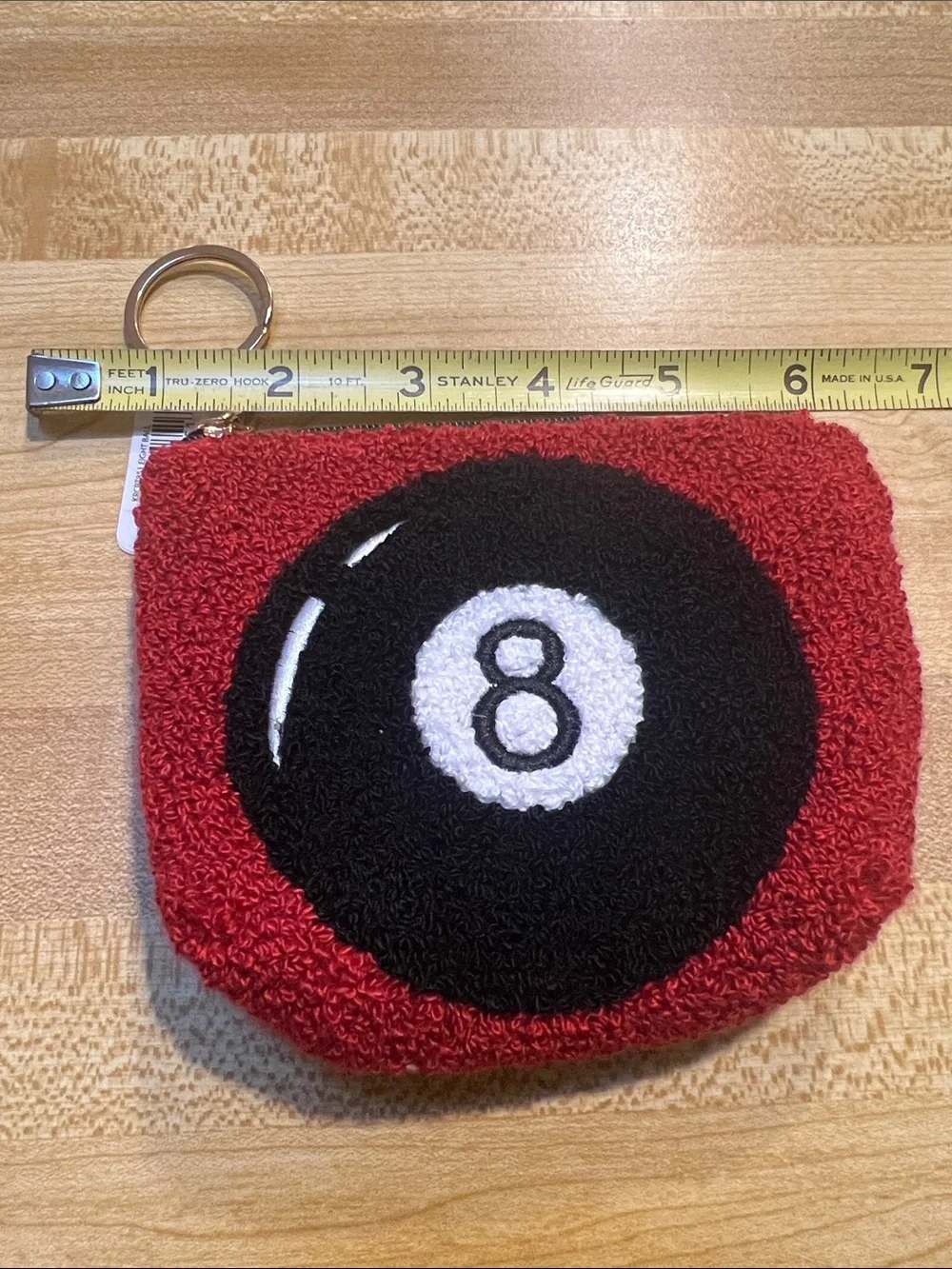 #2907**”4x5x6””Red 8-Ball Terry Keychain Pouch